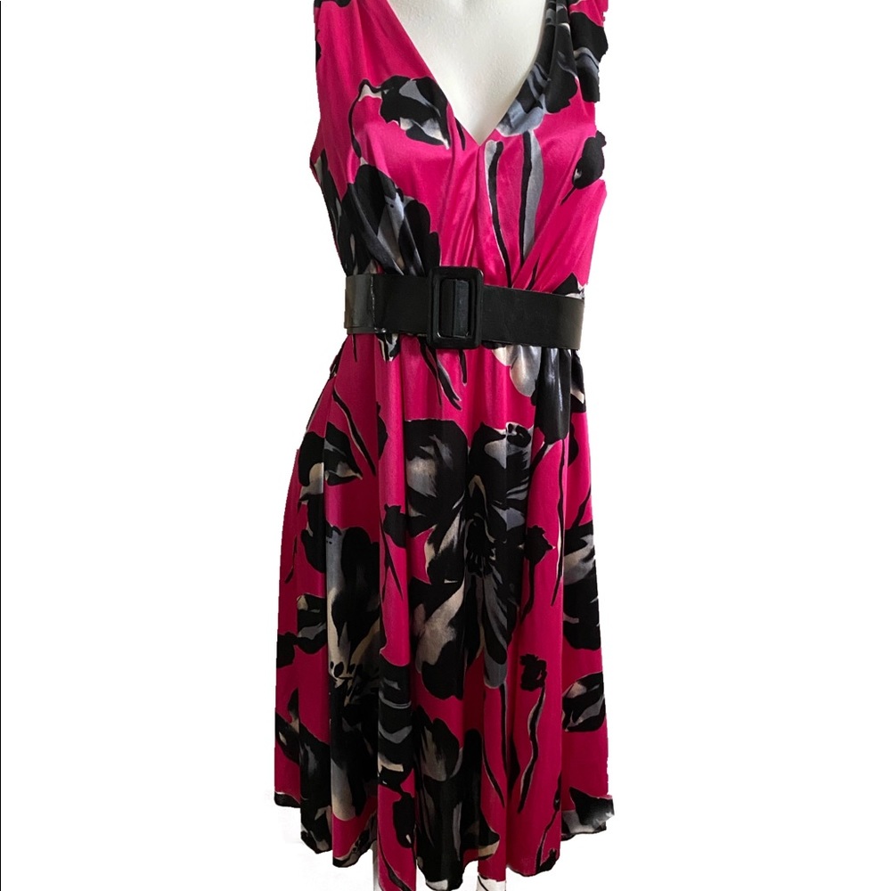 Bisou Bisou Pink & Black Floral Dress